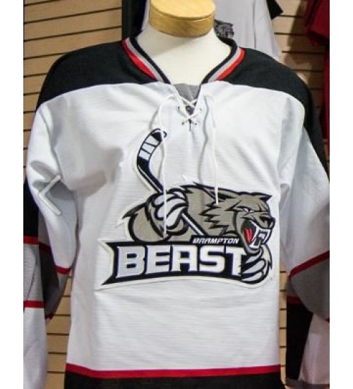 Custom ECHL Brampton Beast Authentic Hockey Jersey Home White